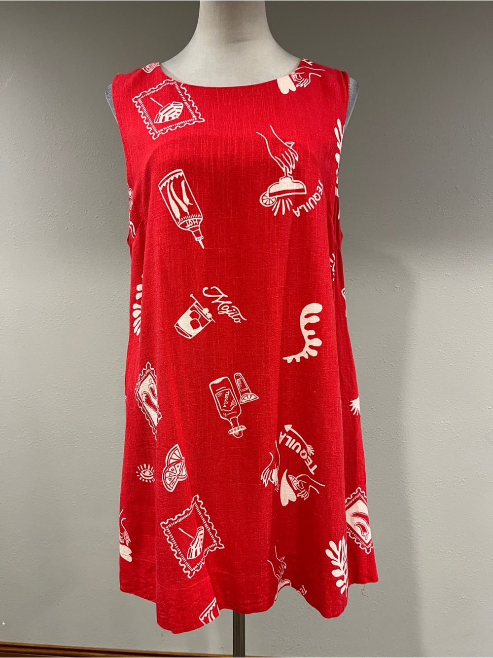 Paper Heart Sleeveless Red vacation print Graphic A-Line Dress size extra large